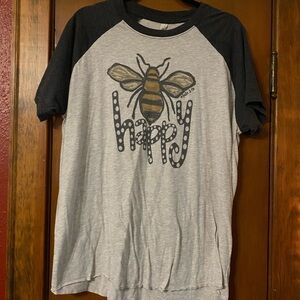 Gray and Black Bee Graphic T-Shirt